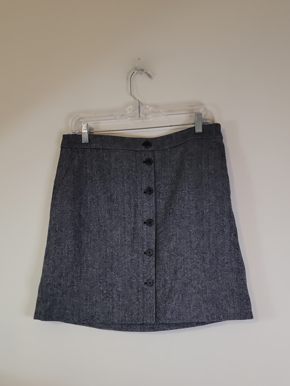 J. Crew Dark Gray Button-Front Mini Skirt